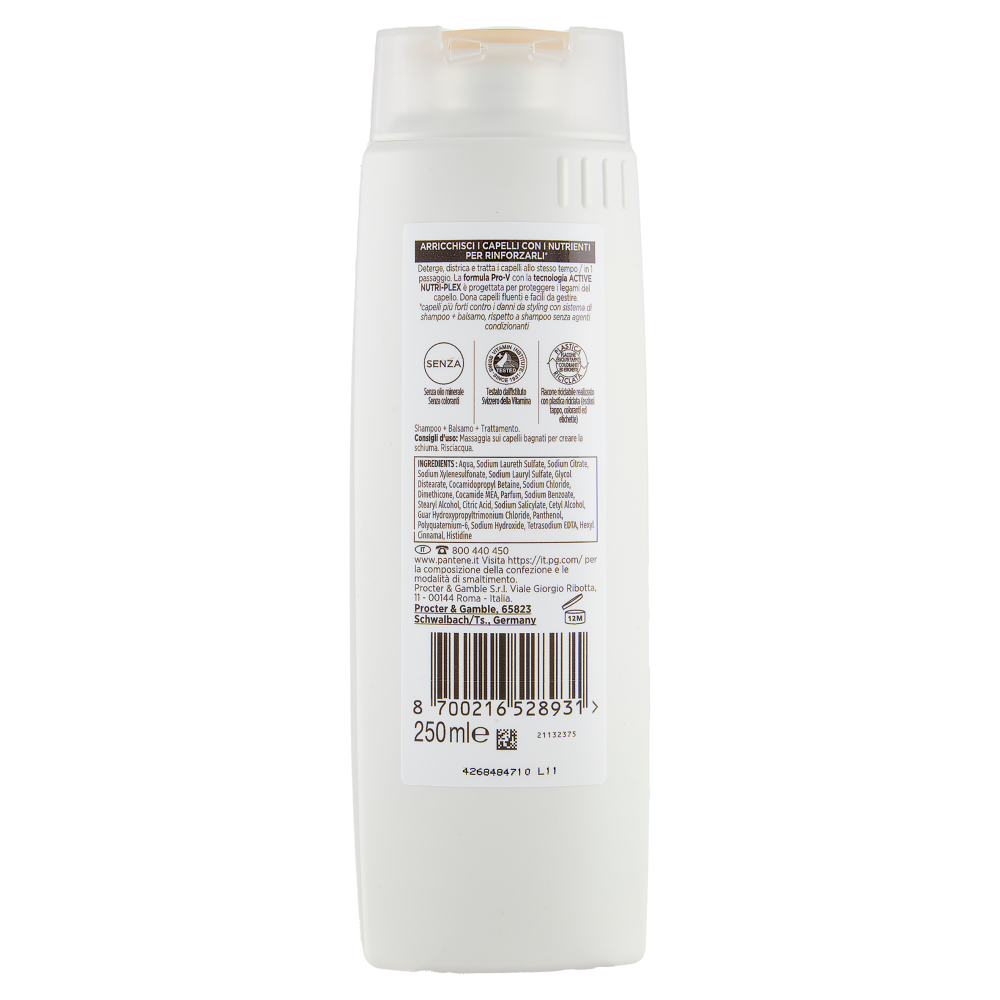 Pantene Pro-V Extra Delicato 3 in 1 Shampoo + Balsamo + Trattamento Active Nutri-Plex 250 ml