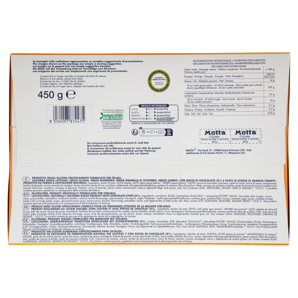 Motta la Colomba Senza Glutine con Gocce di Cioccolato 450 g