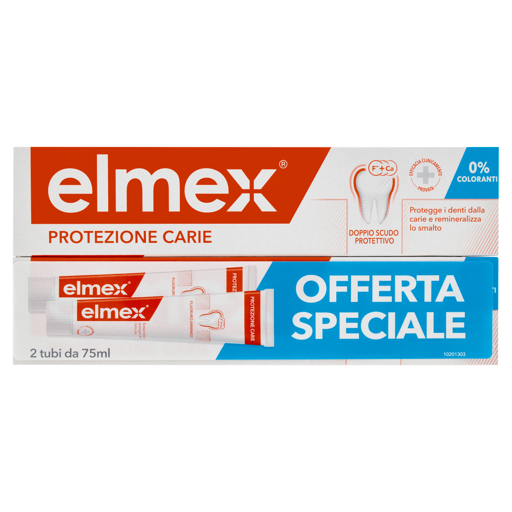 elmex dentifricio Protezione Carie doppio scudo protettivo 2x75 ml