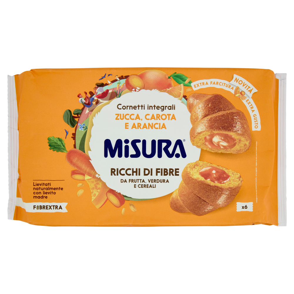 Misura Fibrextra 6 Cornetti integrali Zucca, Carota e Arancia 308 g