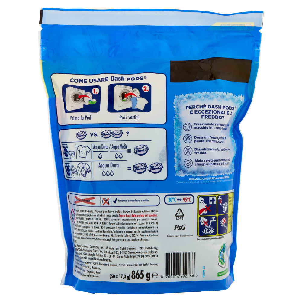 Dash Pods Detersivo Lavatrice In Capsule, Salva Colore, 50 Lavaggi 865 g