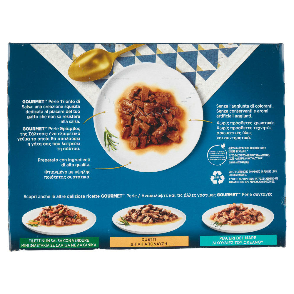 PURINA GOURMET Perle Trionfo di Salsa Manzo / Pollo / Tonno / Salmone 8 x 85 g