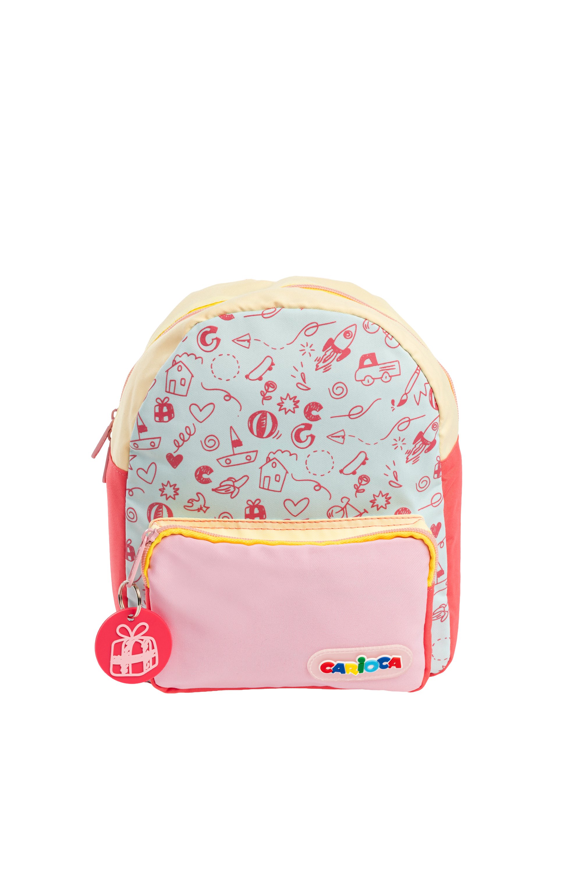 Carioca Zainetto tondo doodle rosa - riciclato