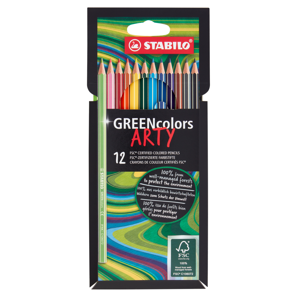 STABILO GREENcolors matite colorate certificate FSC - astuccio ARTY da 12 pz