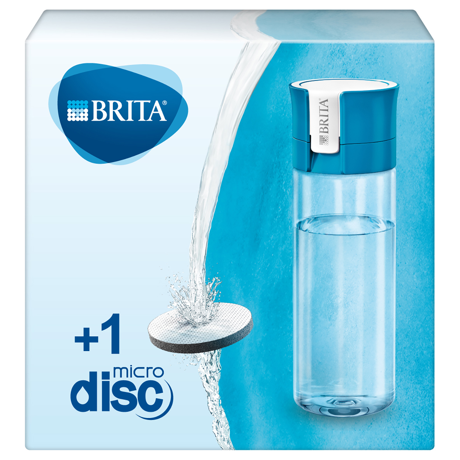 Brita Borraccia filtrante per acqua, Blu (0.6l) - incl. 1 filtro MicroDisc per la riduzione di cloro, erbicidi, pesticidi e impurit&agrave;
