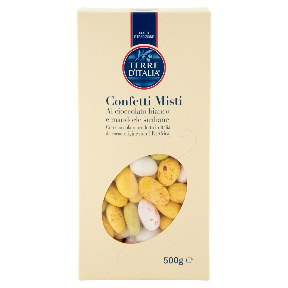 Terre d'Italia Confetti Misti al cioccolato bianco e mandorle siciliane 500 g