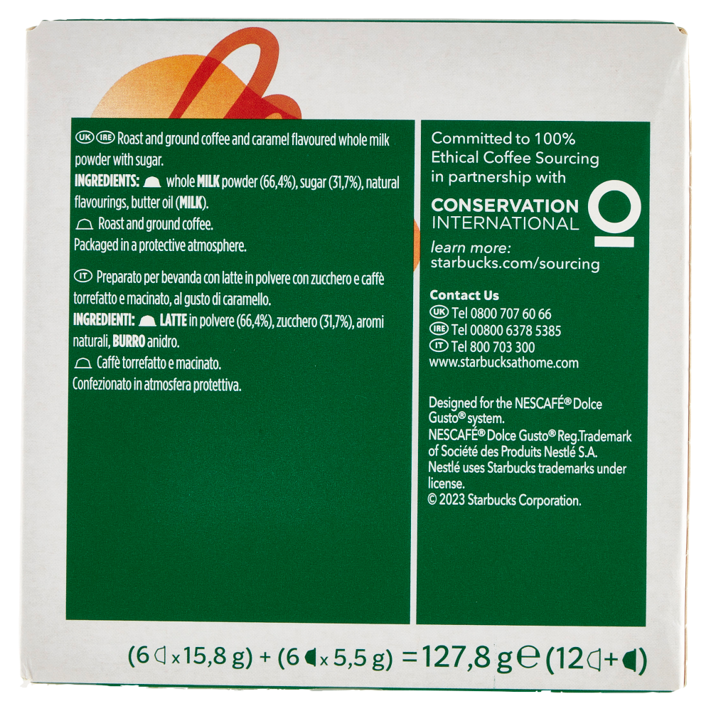 STARBUCKS Caramel Macchiato by Nescaf&eacute; Dolce Gusto Latte Caramello e Caff&egrave; 12 Capsule 127,8 g