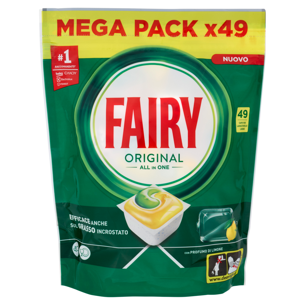 Fairy Pastiglie Lavastoviglie Original All in One, Detersivo Piatti Limone, 49 Capsule 662 g