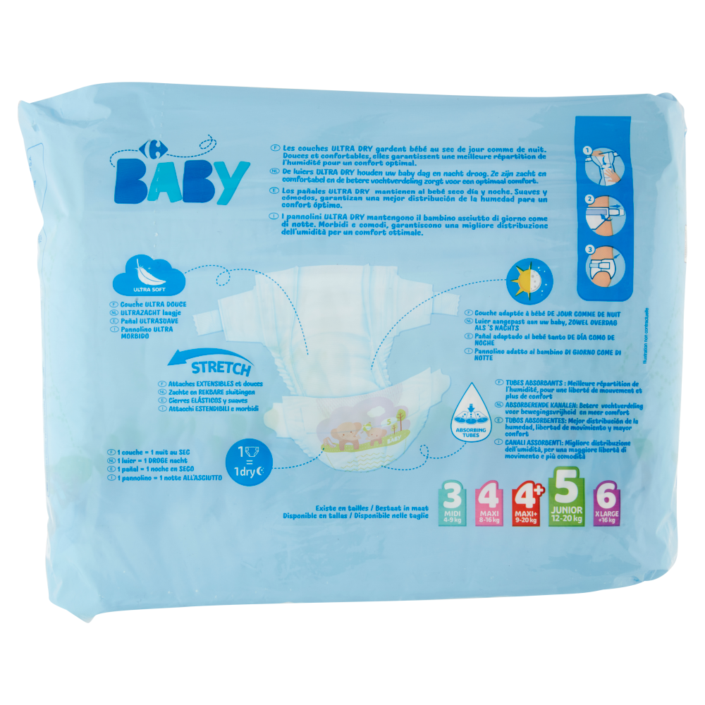 Carrefour Baby Ultra Dry Pannolini 5 Junior 12-20 kg 40 pz