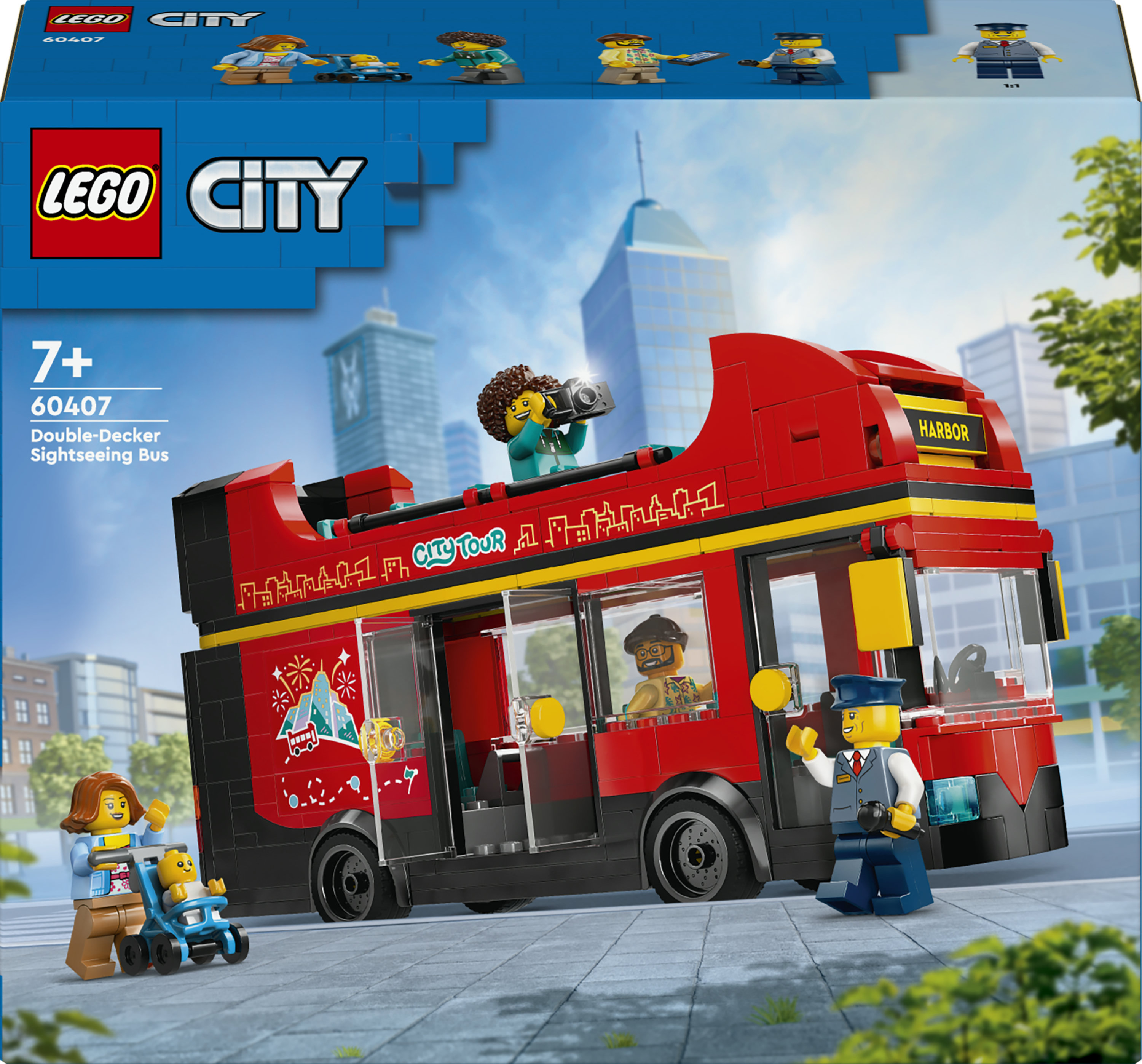 LEGO City 60407 Autobus Turistico Rosso a Due Piani, Giochi per Bambini 7+ con Veicolo Giocattolo e 5 Minifigure, Idea Regalo