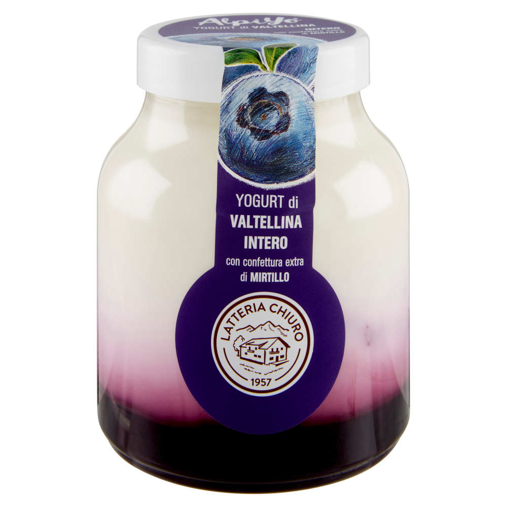 AlpiY&ograve; Yogurt di Valtellina Intero con confettura extra di Mirtillo 500 g