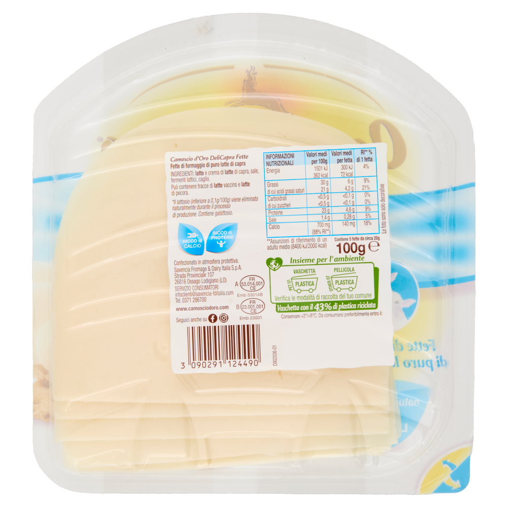 Camoscio d'Oro DeliCapra Fette di formaggio di puro latte di capra 100 g
