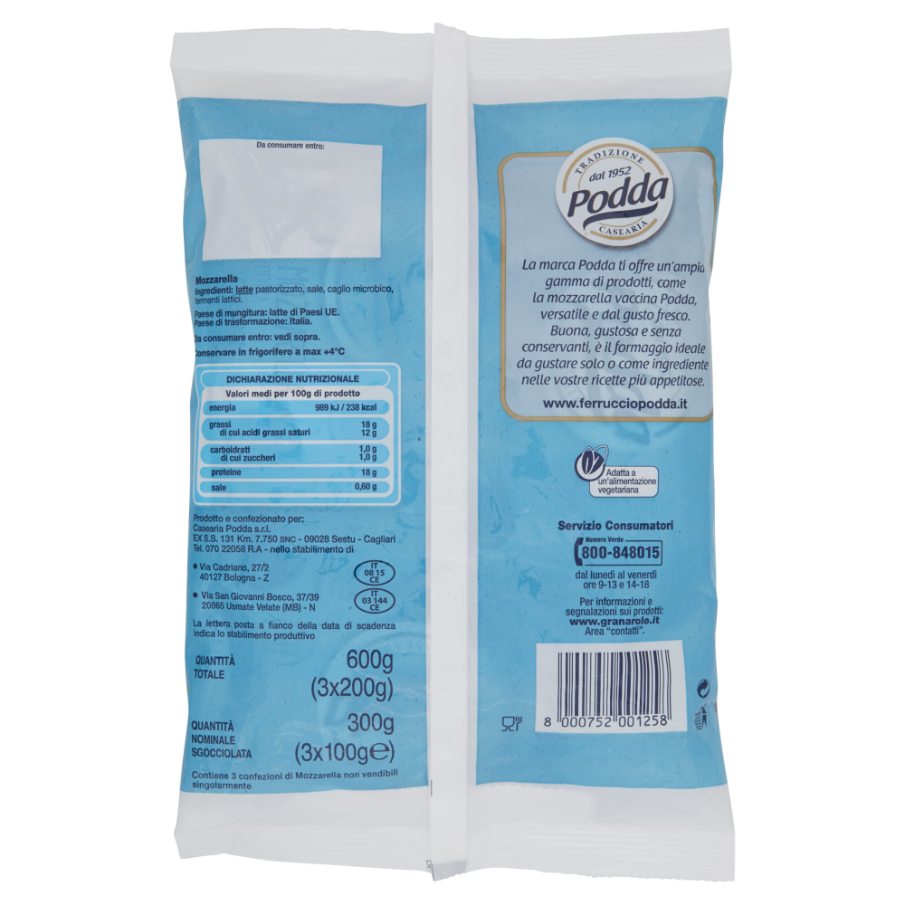 Podda Mozzarella 3 x 100 g