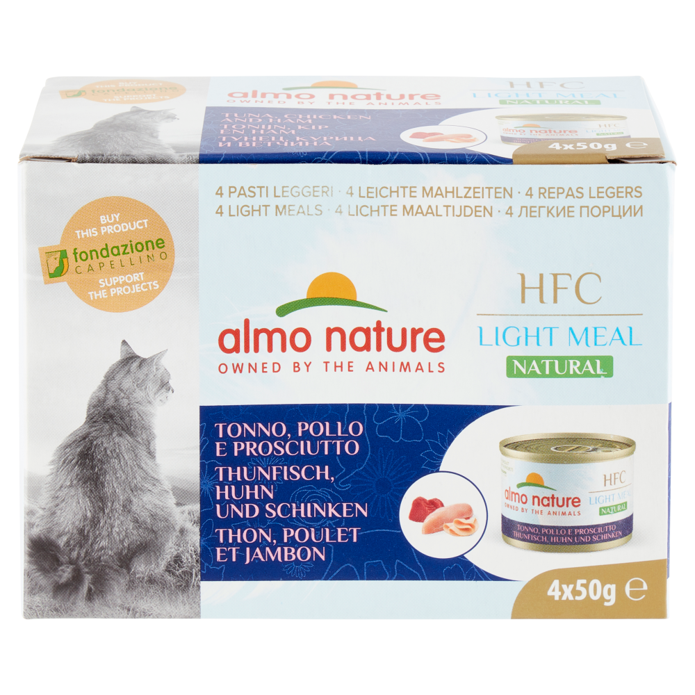 almo nature HFC Light Meal Natural Tonno, Pollo e Prosciutto 4 x 50 g
