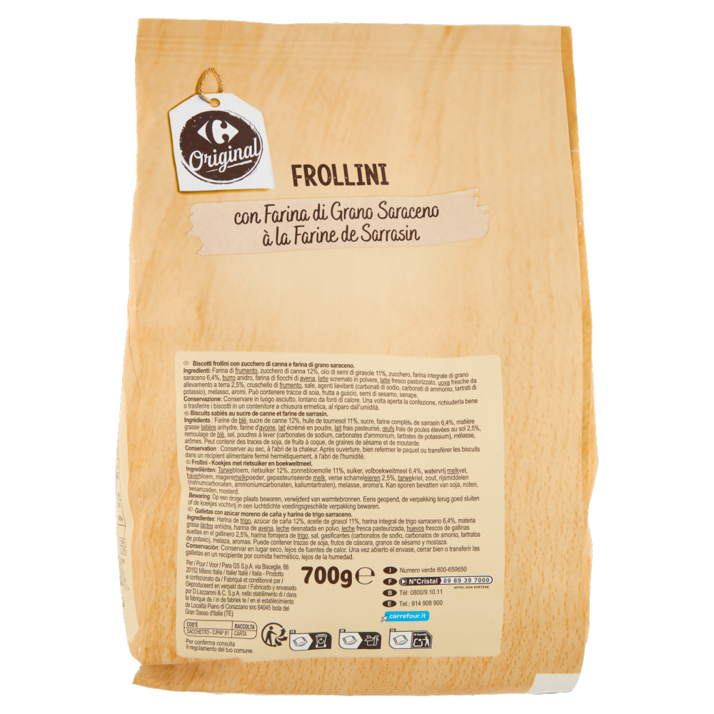 Carrefour Original Frollini con Farina di Grano Saraceno 700 g