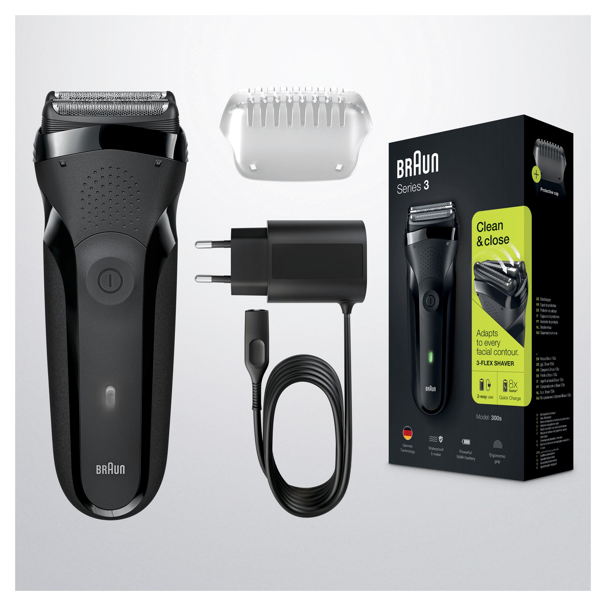 Braun Series 3 Shave&Style 300BT Rasoio Da Barba Elettrico Da Uomo, Nero