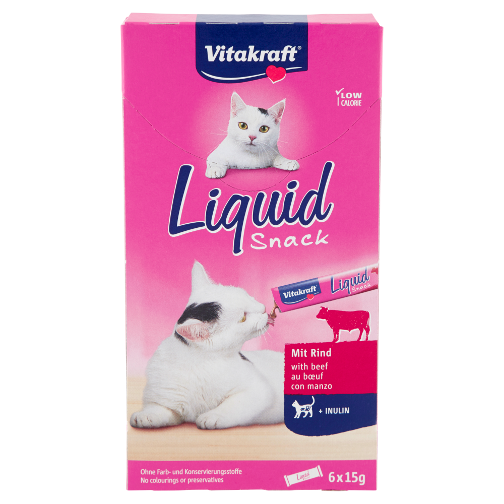 Vitakraft Liquid Snack con manzo + Inulin 6 x 15 g