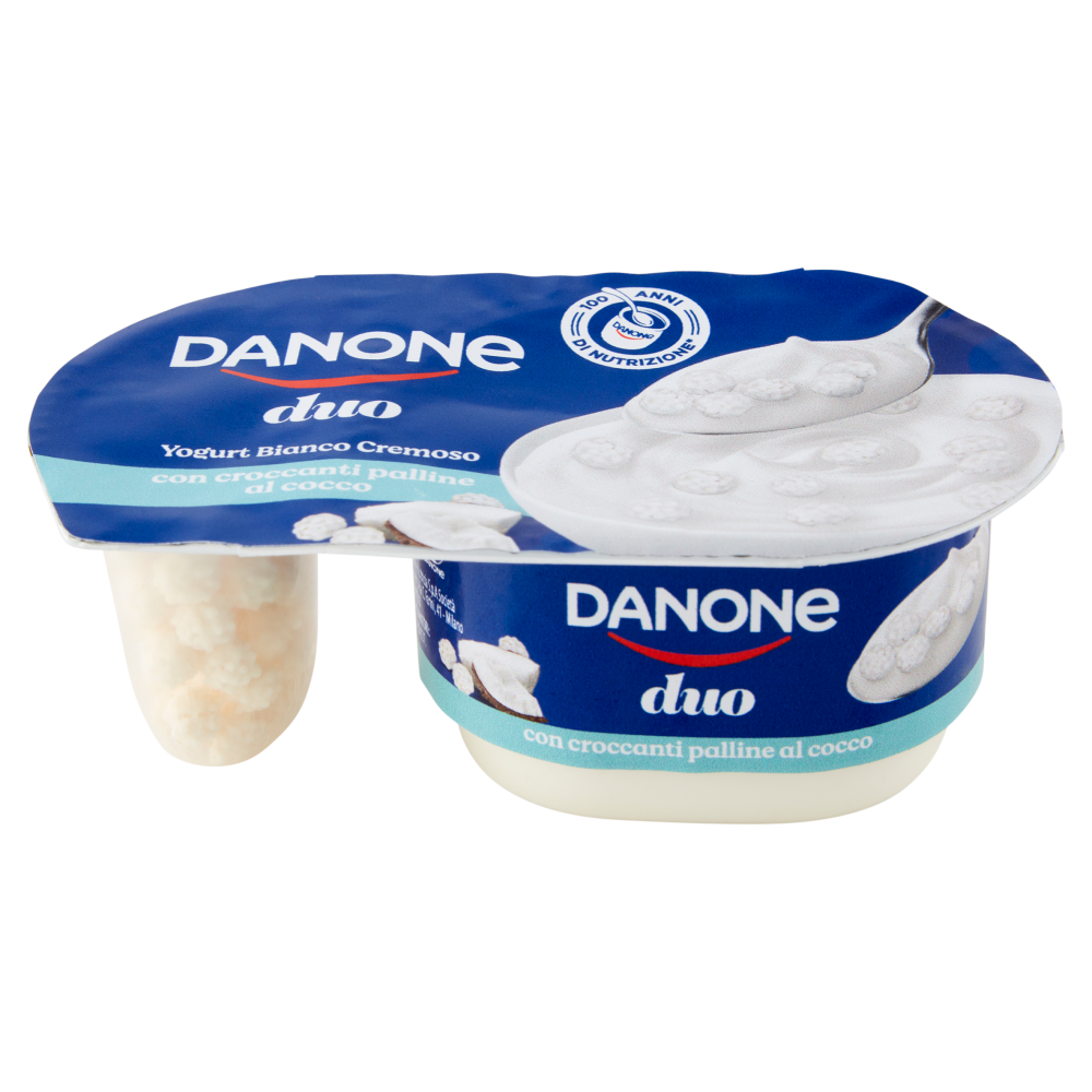 Danone Duo, Yogurt Bianco Cremoso con Croccanti Palline al Cocco, 98g