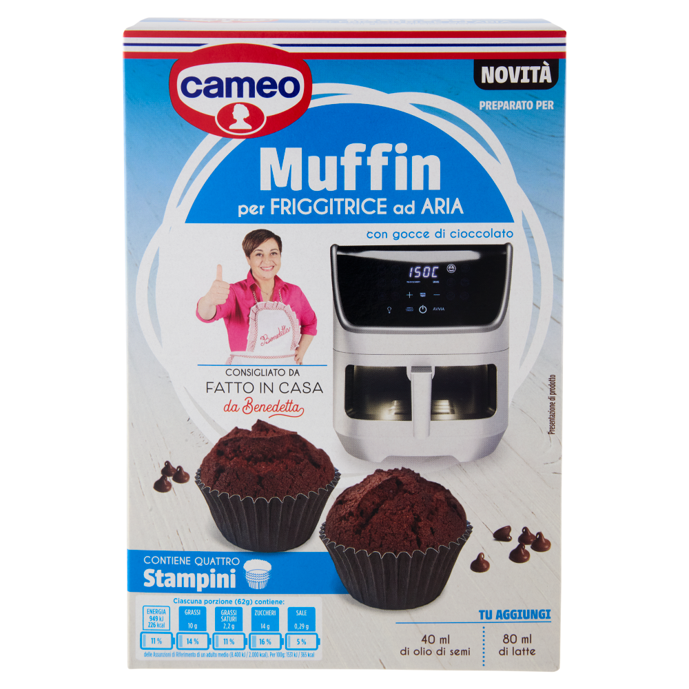 cameo Preparato per Muffin per Friggitrice ad Aria con gocce di cioccolato 155 g