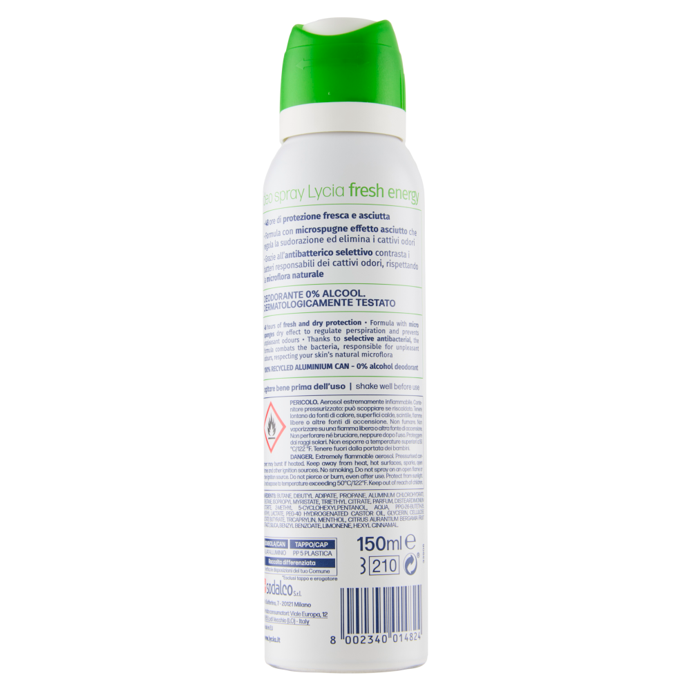Lycia fresh energy aloe & bergamotto deo spray 150 ml