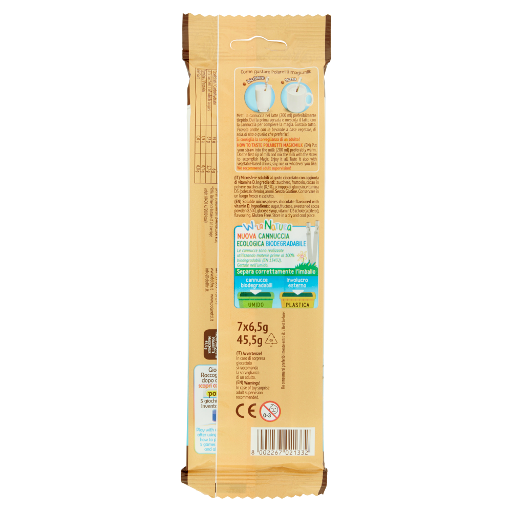 Polaretti magicmilk cannucce cioccolato 7 x 6,5 g