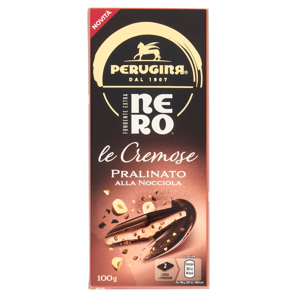 PERUGINA NERO Pralinato Nocciola Tavoletta Cioccolato Fondente Ripiena 100g