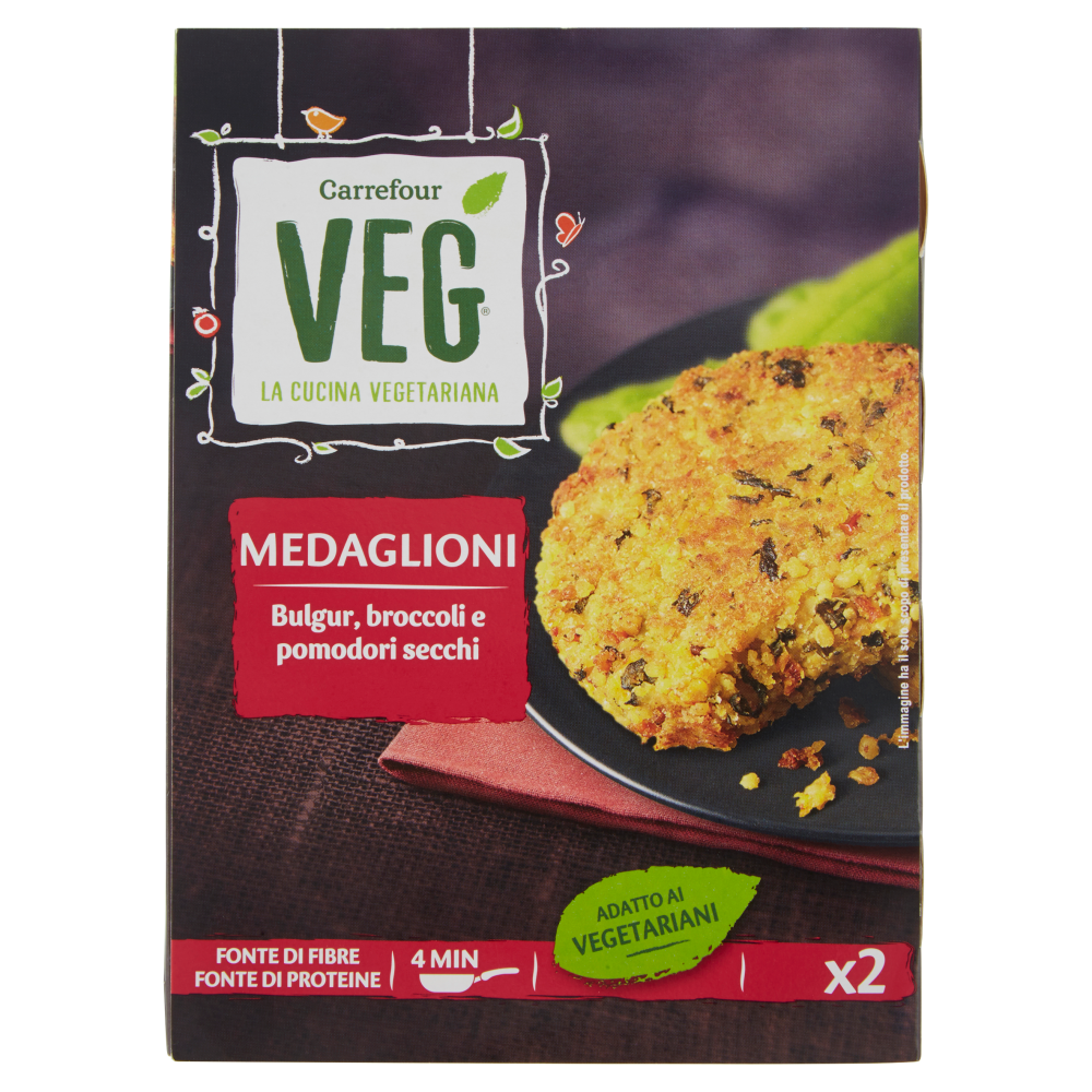 Carrefour Veg Medaglioni Bulgur, broccoli e pomodori secchi 2 x 90 g