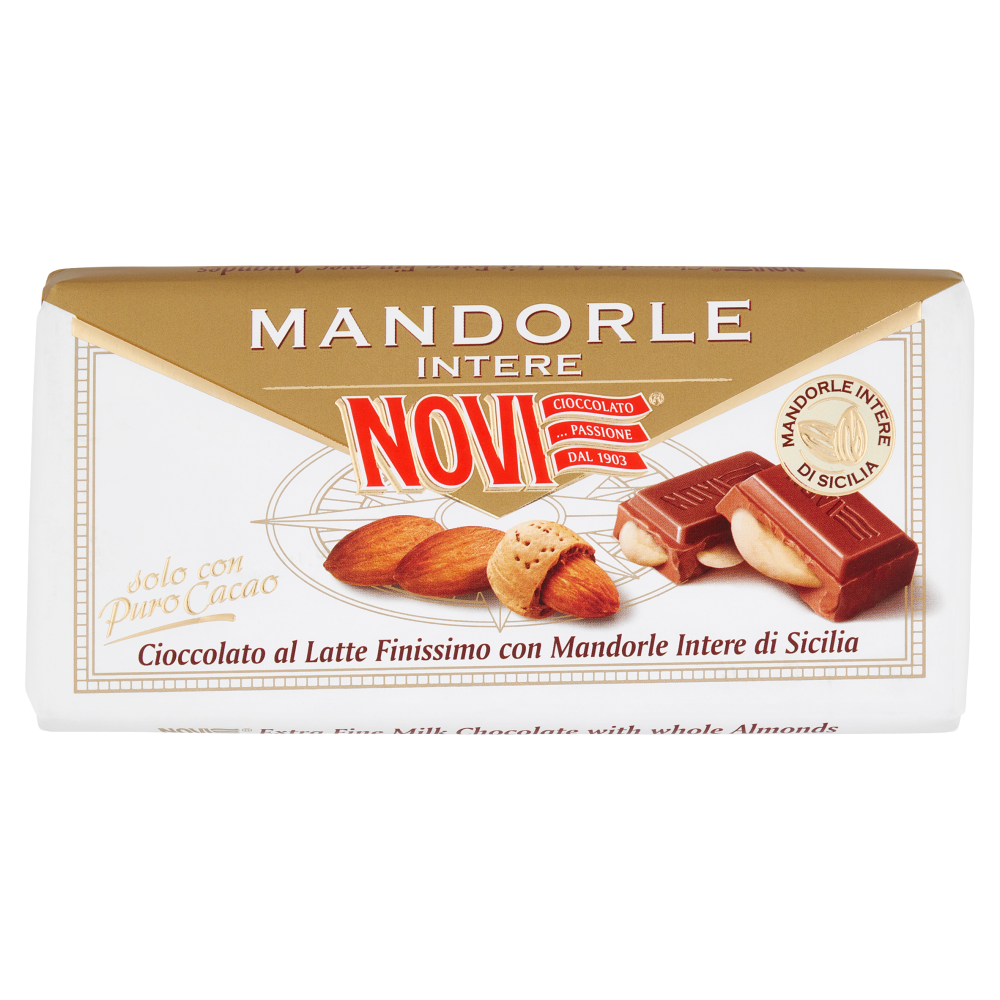 Novi Mandorle Intere Cioccolato al Latte Finissimo con Mandorle Intere di Sicilia 100 g