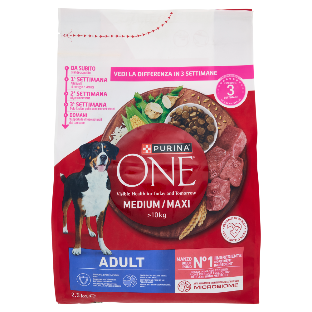 PURINA ONE Medium/Maxi Adult Manzo e Riso 2,5kg