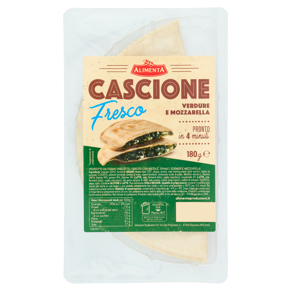Alimenta Cascione Fresco Verdure e Mozzarella 180 g