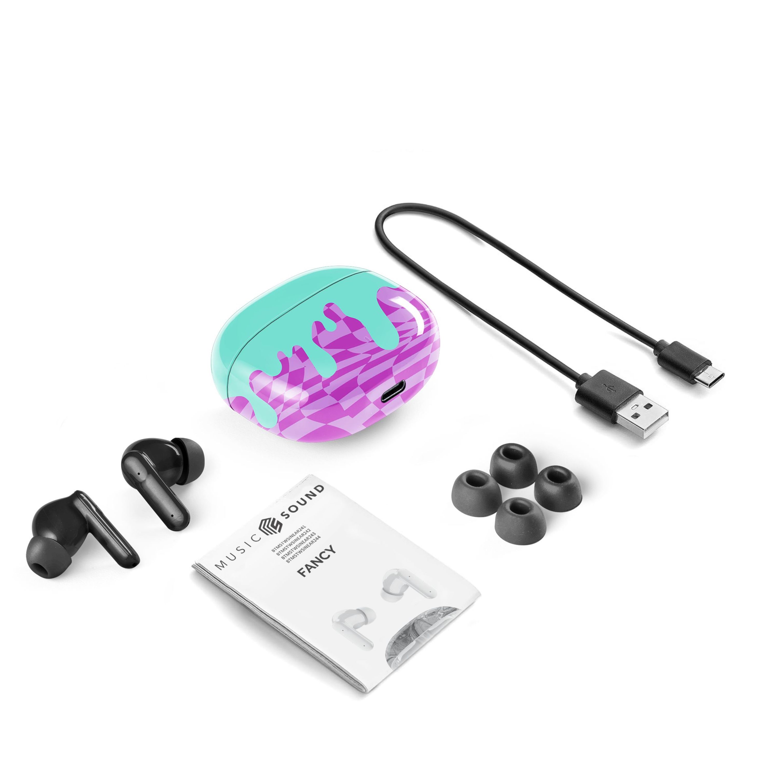 Music Sound Fancy Auricolari Bluetooth TWS in-ear senza fili con custodia di ricarica in vari modelli e colori