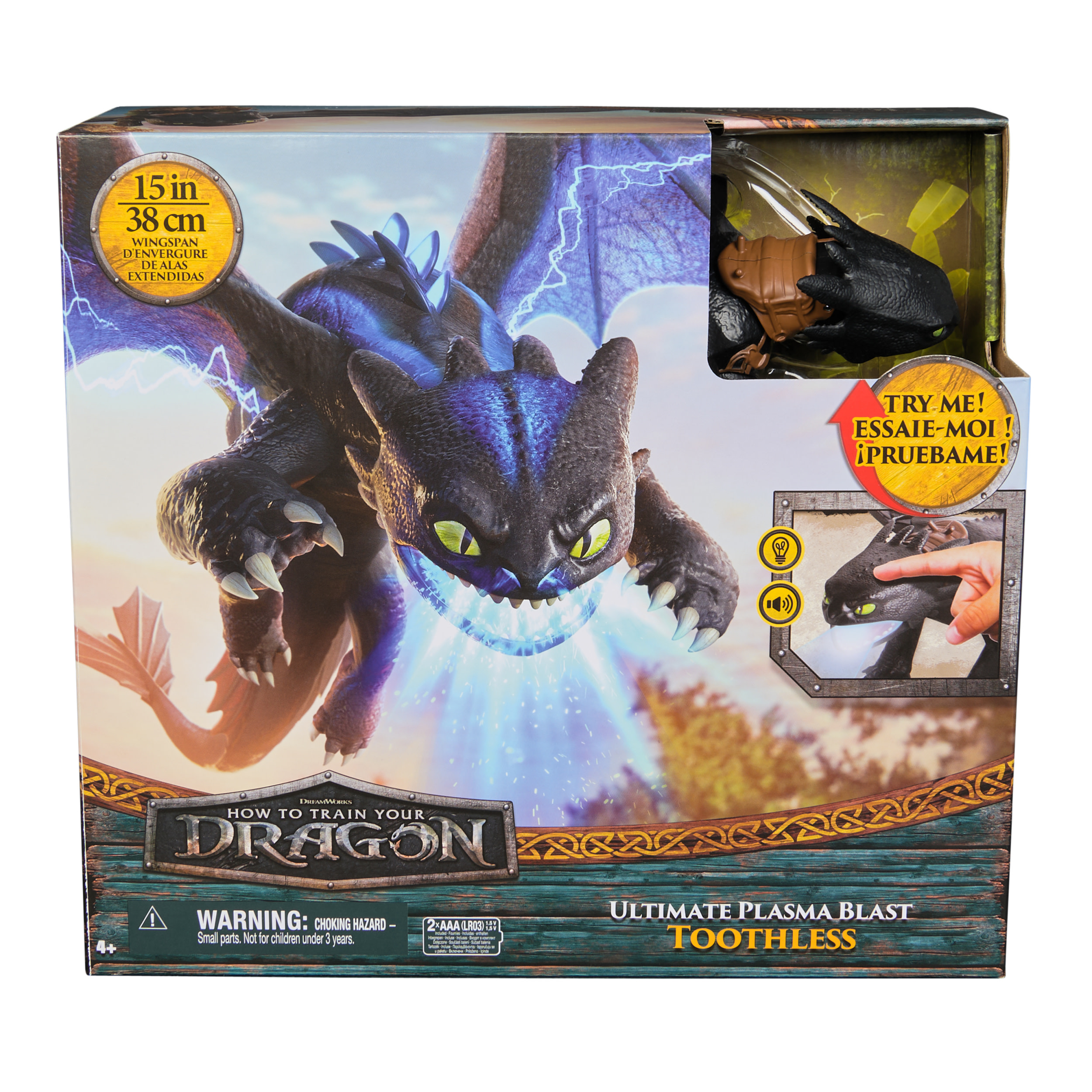 How to train your dragon DreamWorks Dragons, , Sdentato Sputafuoco, Action Figure con Luci, Suoni e Ali da oltre 60 cm, Giocattoli per Bambini, 4+ Anni