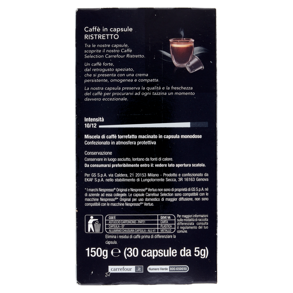 Carrefour Selection Ristretto Intensità 10 Capsule 30 x 5 g