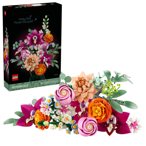 LEGO Botanicals 10342 Bouquet di Fiori Rosa, Kit Modellismo Adulti, Decorazioni Casa con Piante Finte, Idea Regalo Donna o Uomo