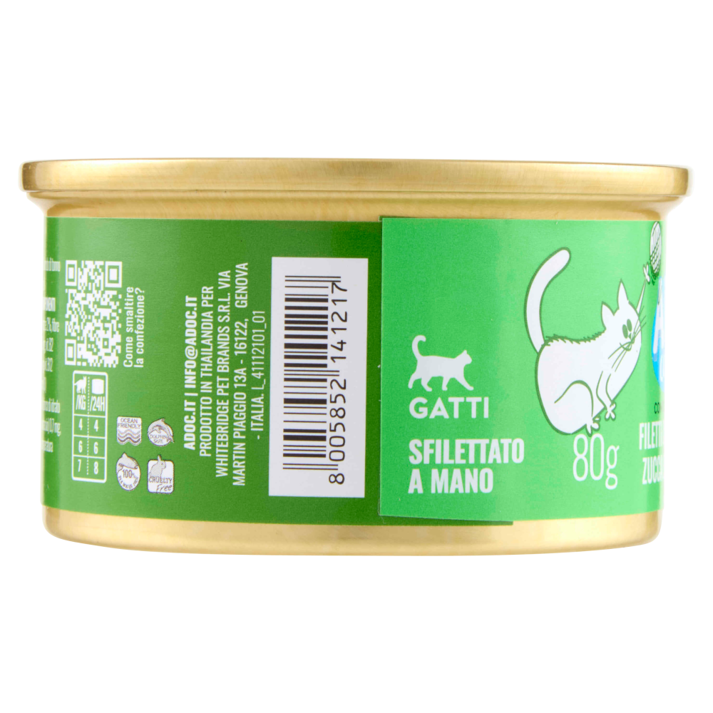 ADoC Complete For Cats Filetti di Tonnetto con Zucca e Pesce Bianco in Brodo 80 g