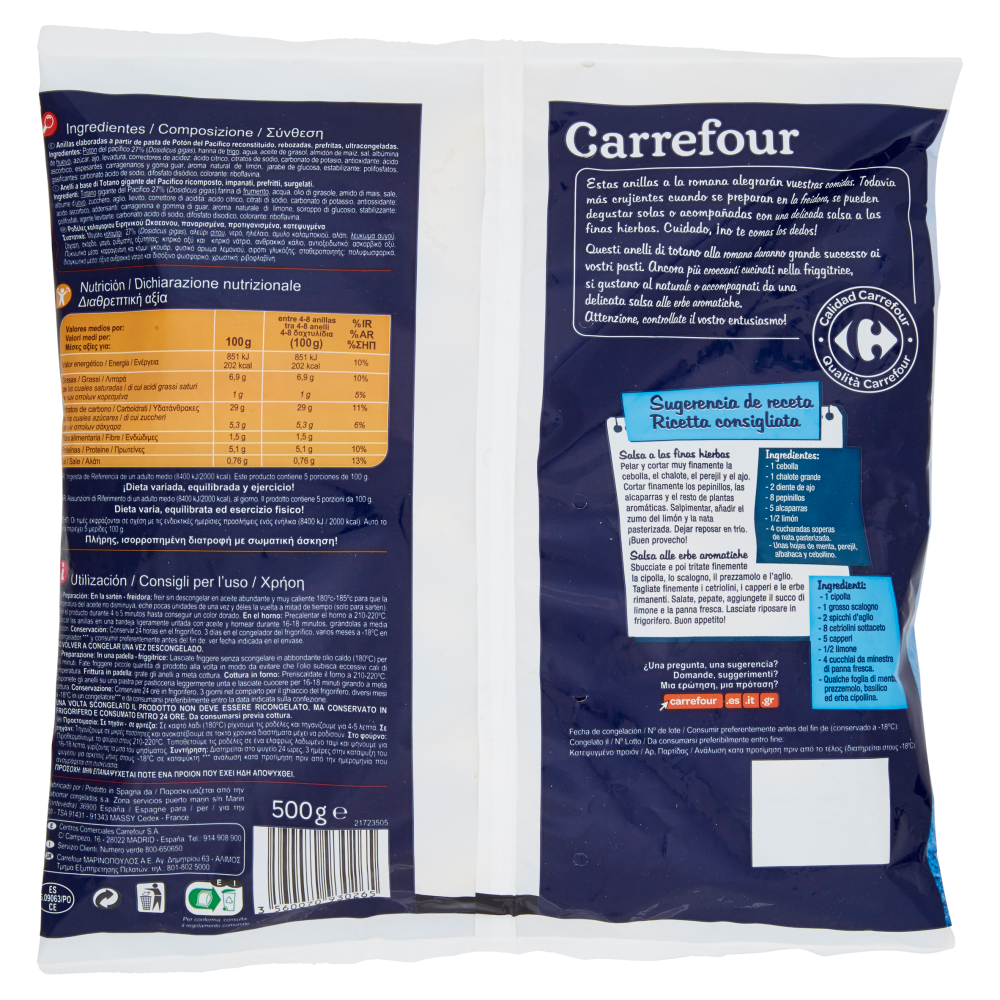 Carrefour Anelli di Totano alla Romana Surgelato 500 g