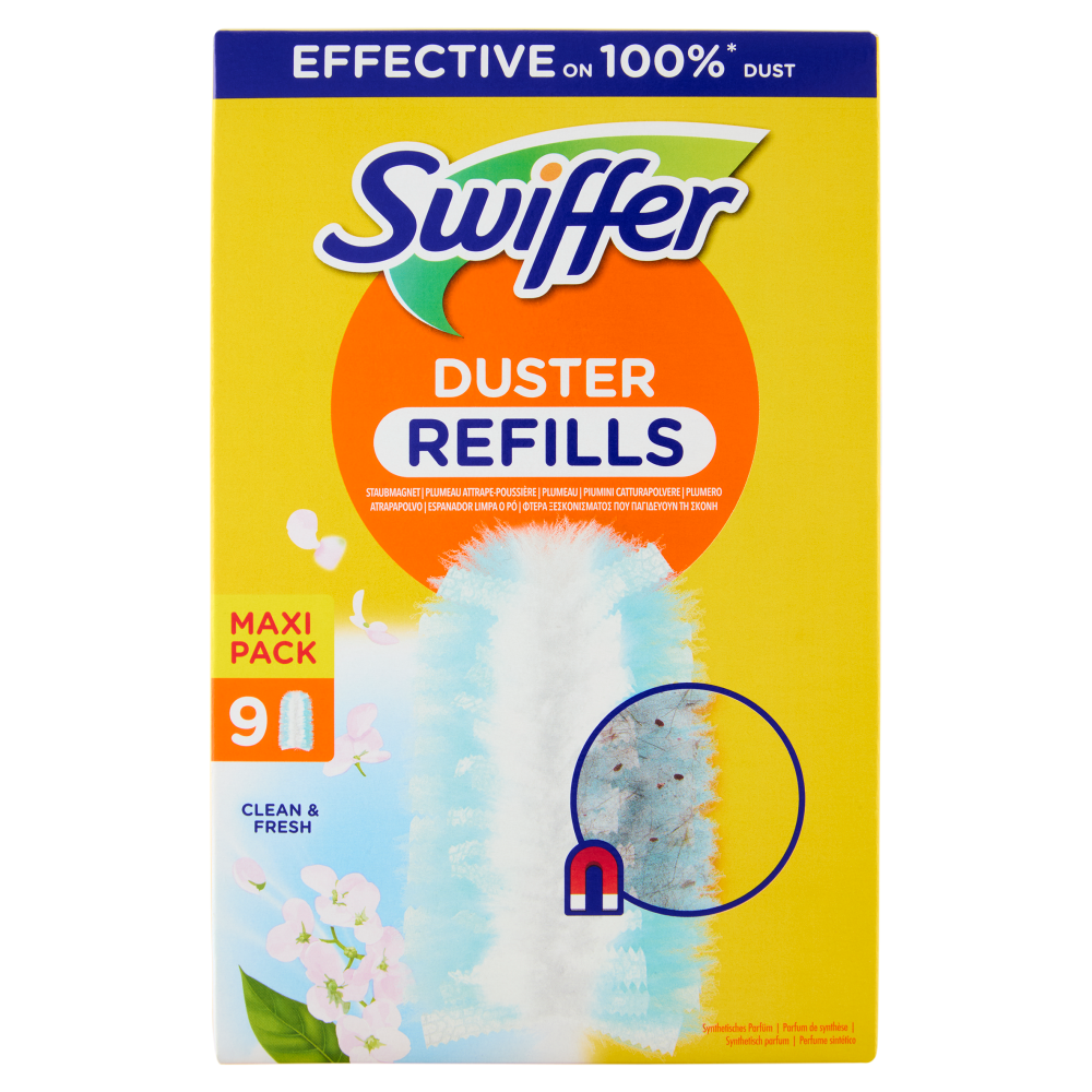 Swiffer Duster Cattura Polvere Clean & Fresh - Ricarica 9 Piumini per spolverare
