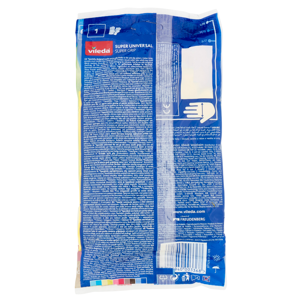 Vileda guanti casalinghi Super Universal in lattice, super grip antiscivolo, taglia L