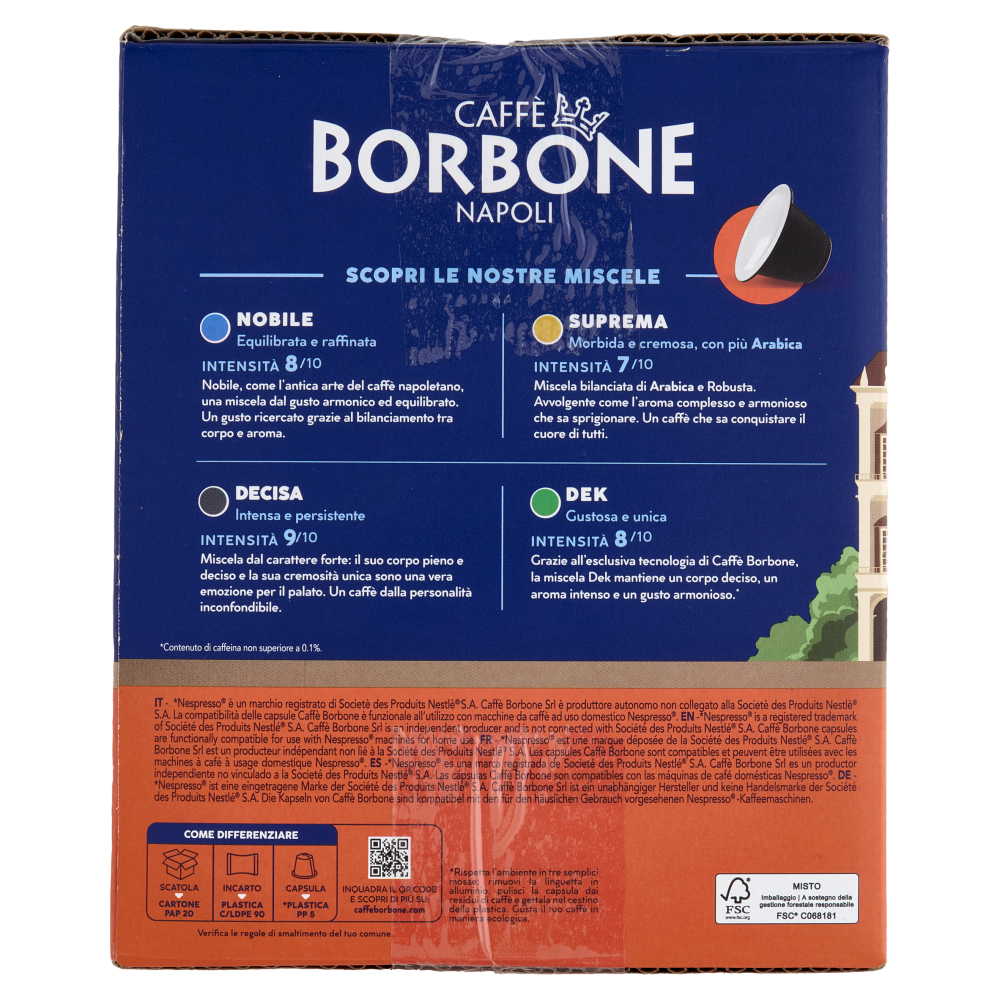 Caff&egrave; Borbone Miscela Nobile Capsule Compatibili Nespresso* ad uso domestico 50 x 5 g