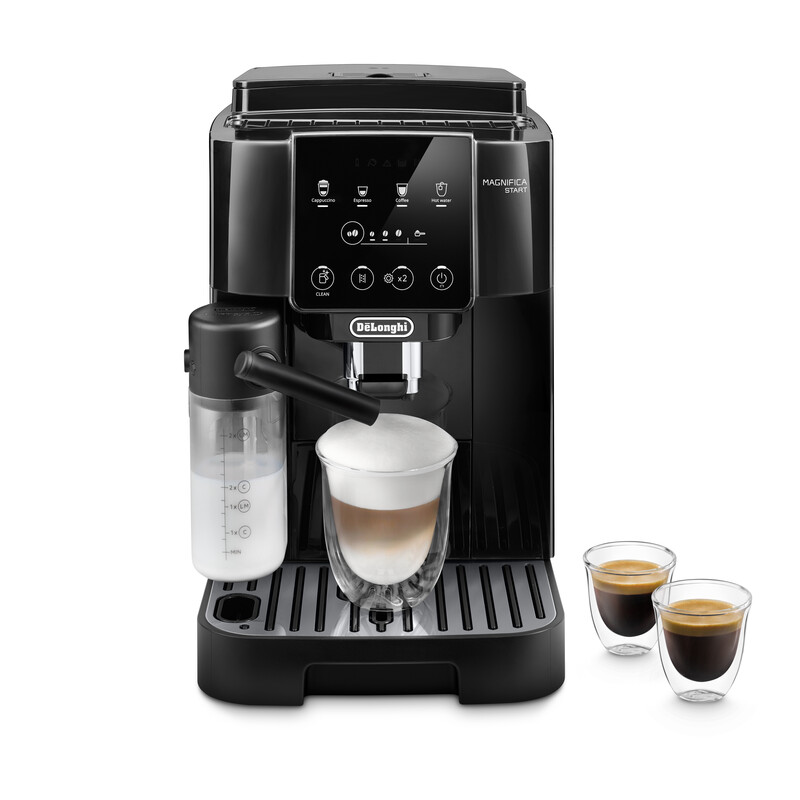 De&rsquo;Longhi Magnifica Start ECAM220.60.B, Macchina Automatica per Caff&egrave; in Chicchi, Cappuccino al tocco di un tasto con la Caraffa Montalatte Automatica, 4 bevande dirette, Pannello Comandi con Icone Retroilluminate, Black