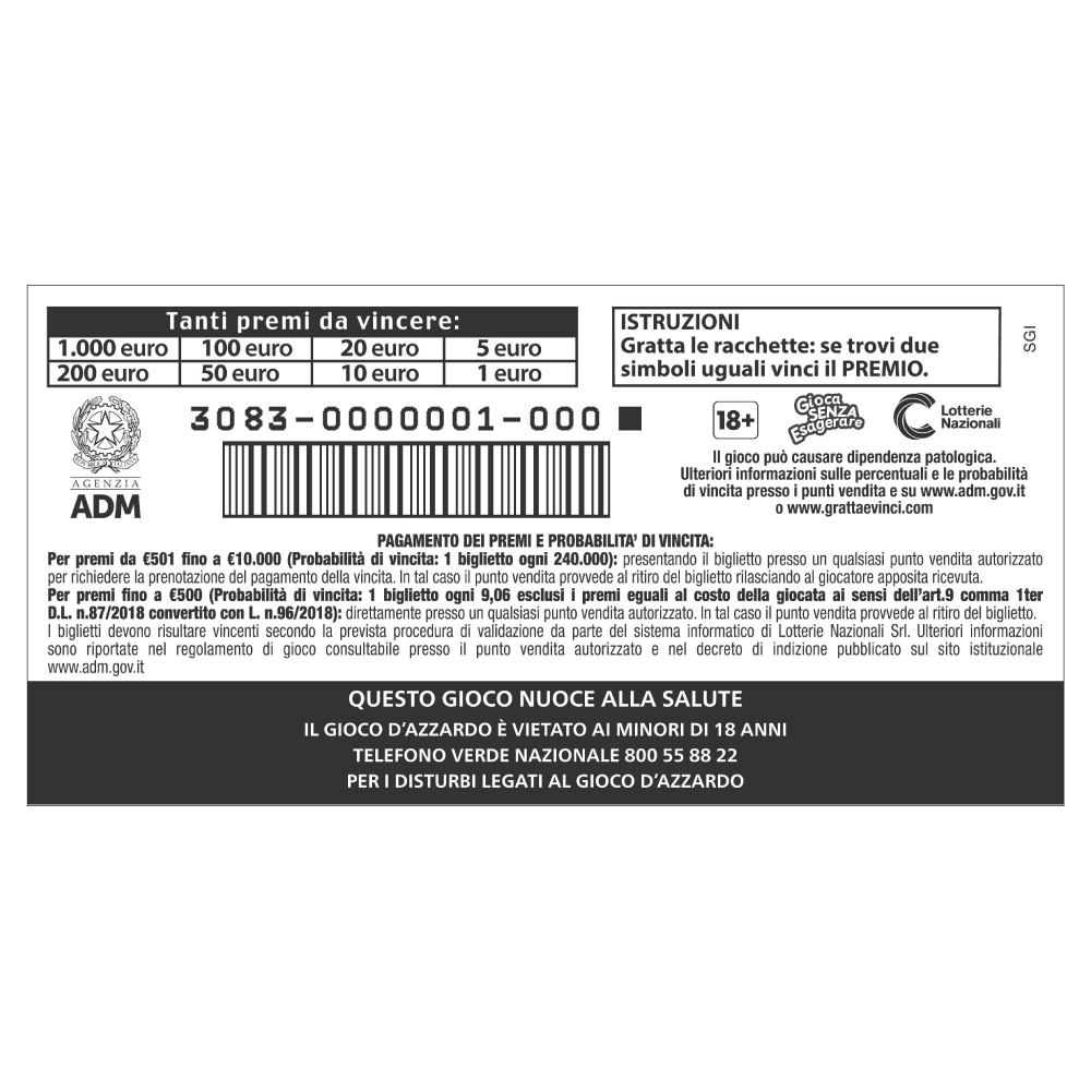 Biglietto Lotteria Istantanea Ping Pong 0,50€