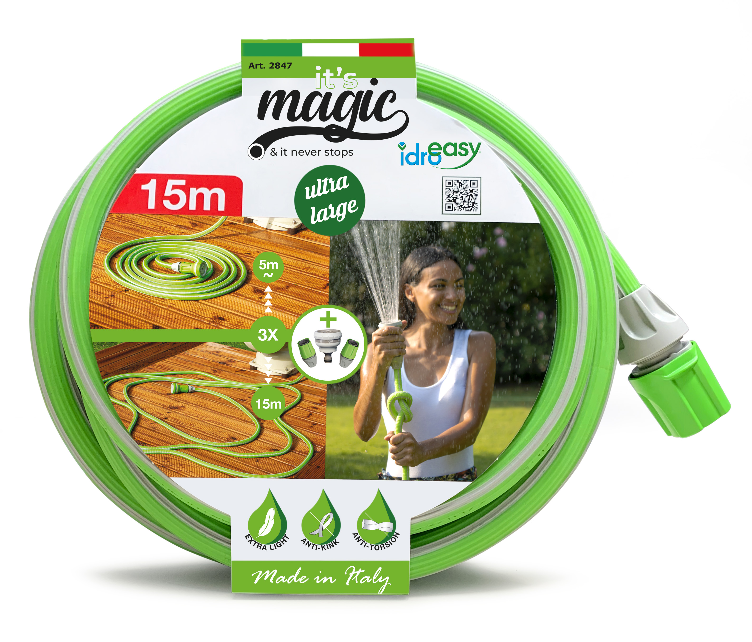 Idroeasy Kit 15 m tubo Magic Soft 5/8" estensibile