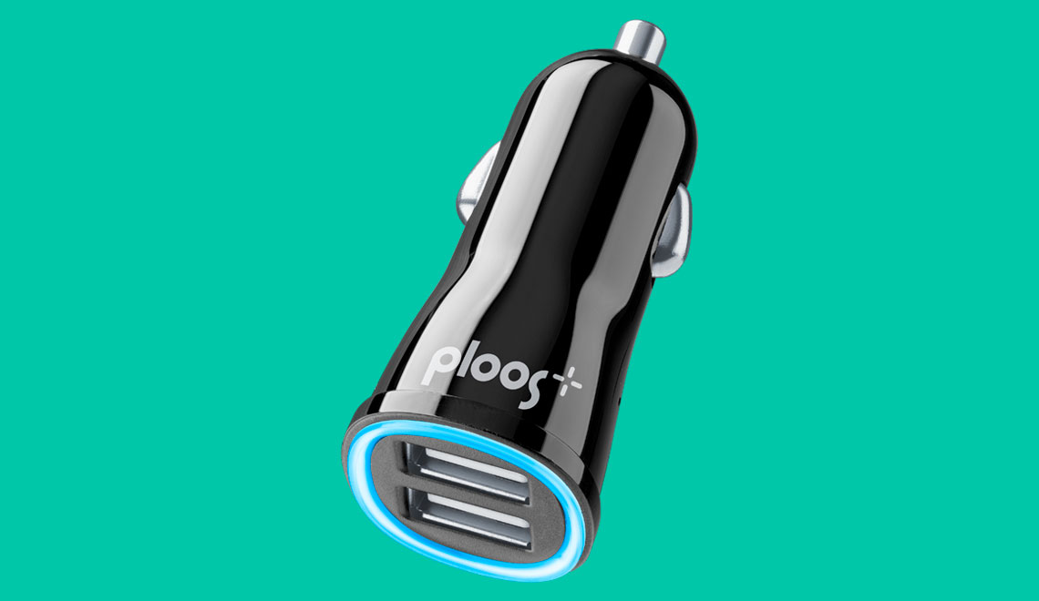PLOOS - DUAL USB CAR ADAPTER 2A - Universal Caricabatterie da auto con due porte USB