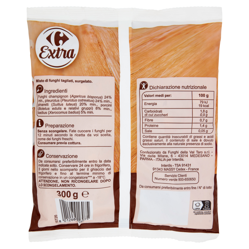 Carrefour Extra Misto di Funghi a Cubetti  Surgelati 300 g
