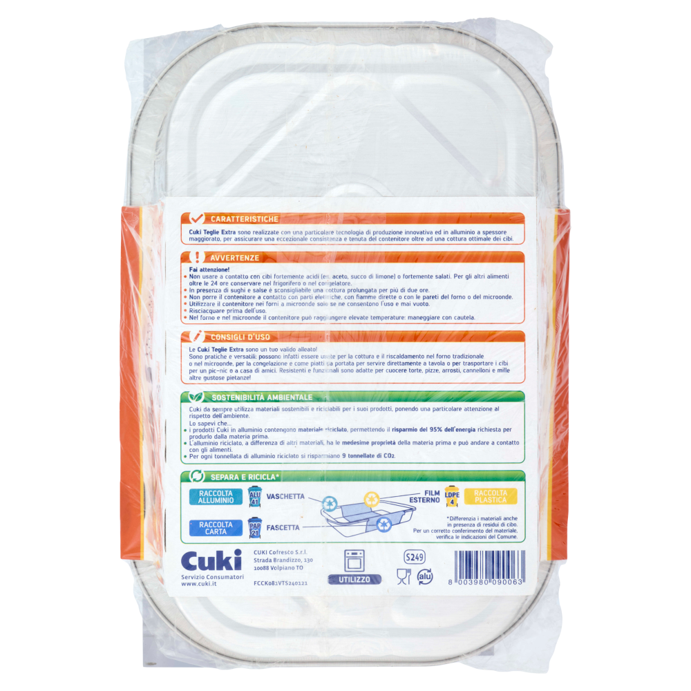 Cuki Cuoce Teglie Extra Alluminio alto spessore 4/6 Porzioni 2 pz