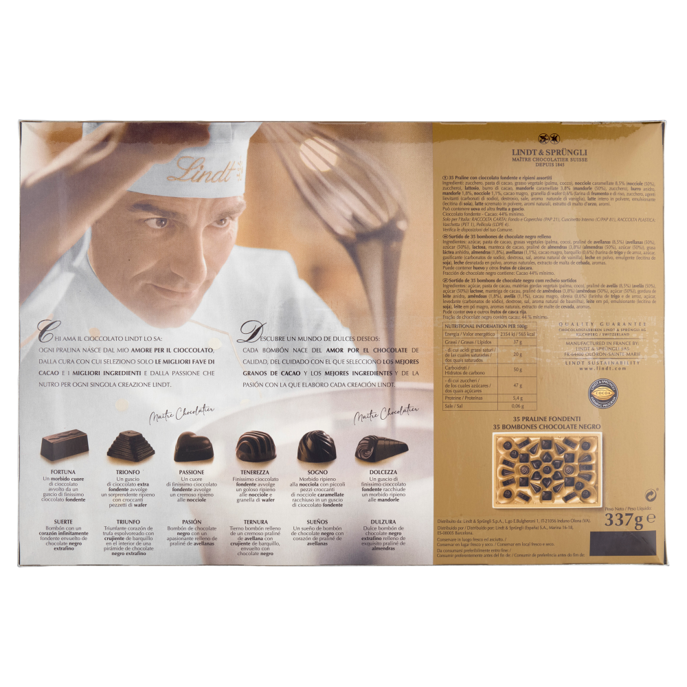 Lindt Dolci Capolavori Cioccolatini Assortiti Cioccolato Fondente Scatola Regalo 337 g