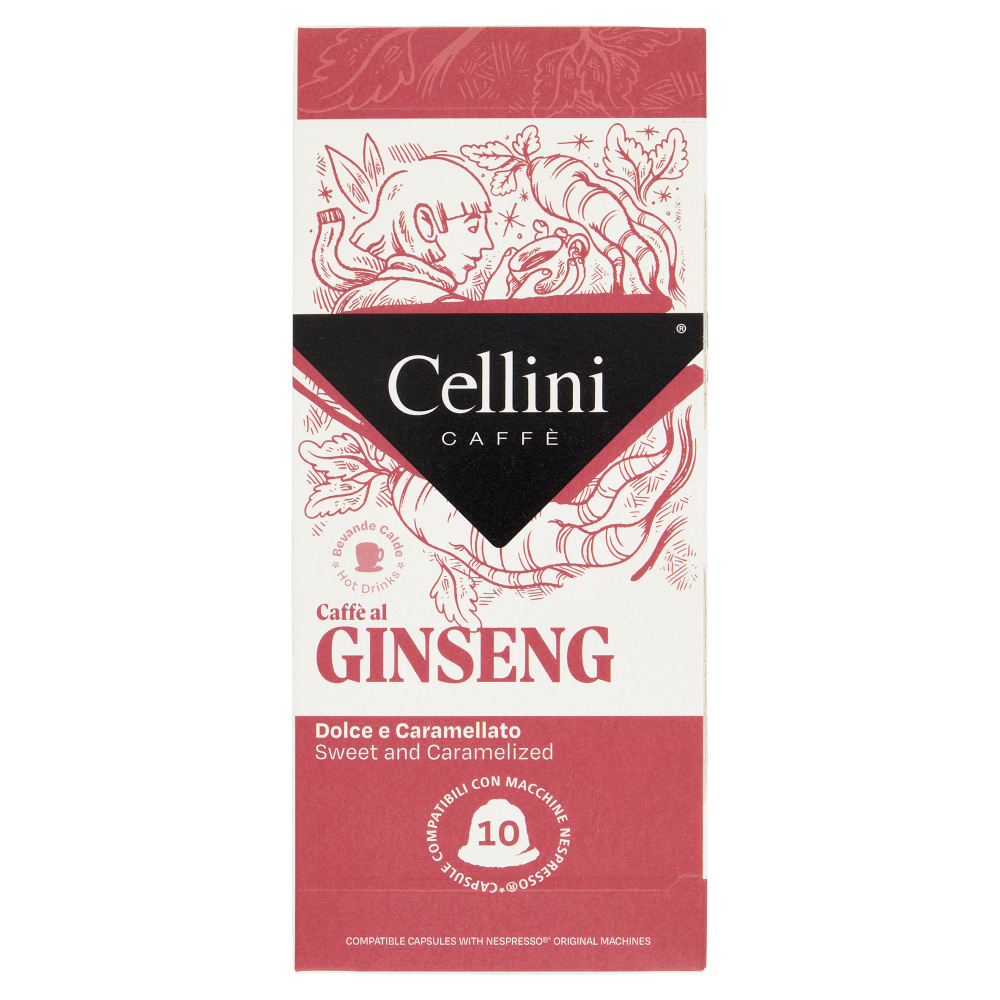 Cellini Caff&egrave; Caff&egrave; al Ginseng Capsule Compatibili Nespresso* 10 x 7 g