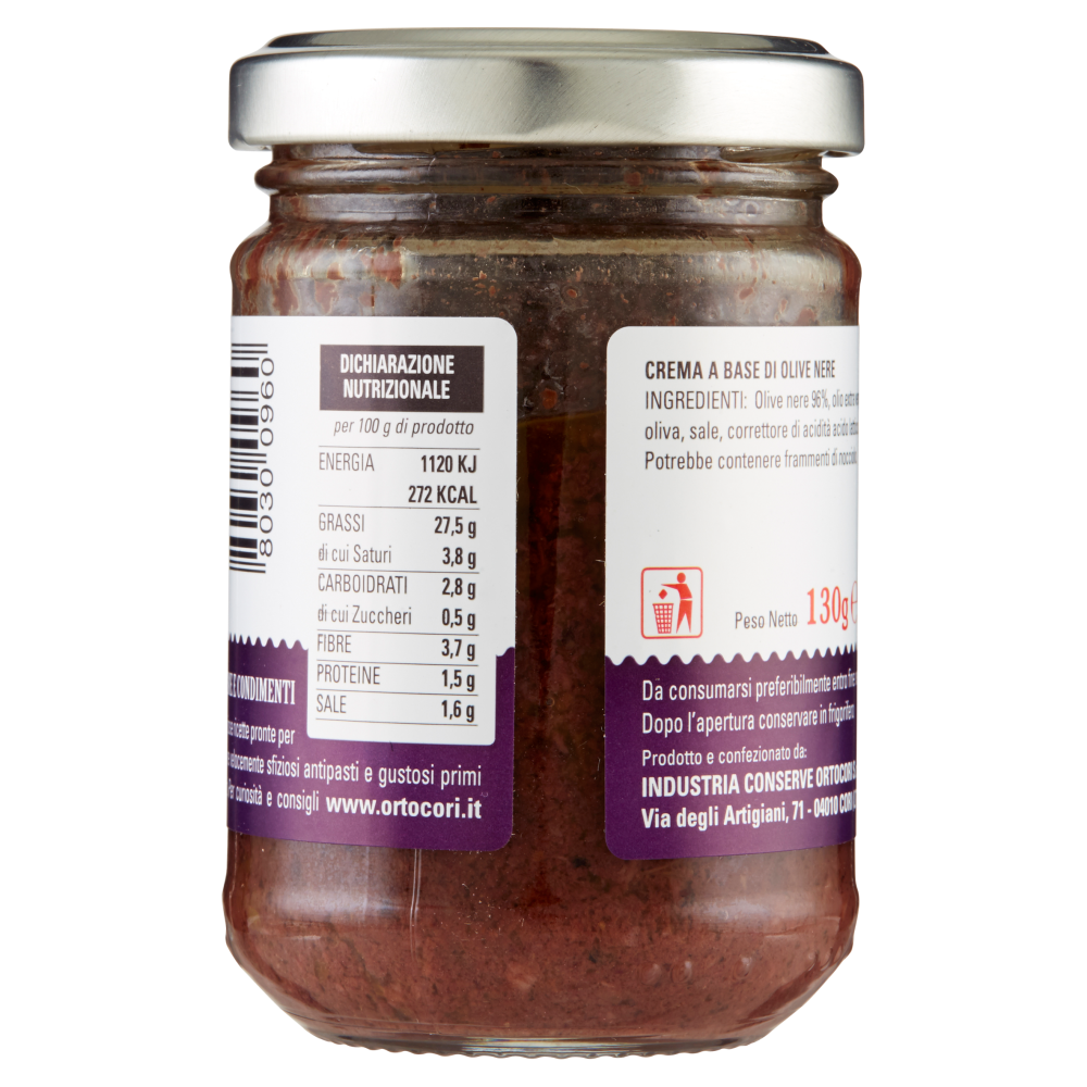 ortoCori Creme e Condimenti Crema di Olive Nere 130 g