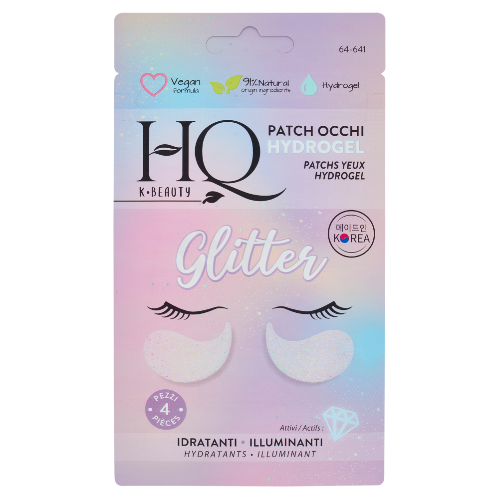 HQ K-Beauty Patch Occhi Hydrogel Glitter Attivi: Idratanti - Illuminanti 4 x 1,25 g