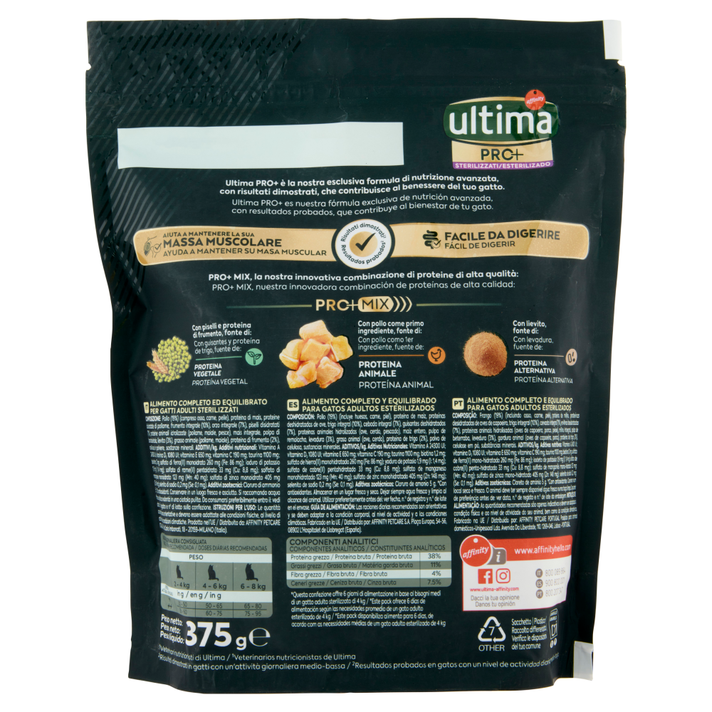 ultima Cat Pro+ Sterilizzati con Pollo 375 g